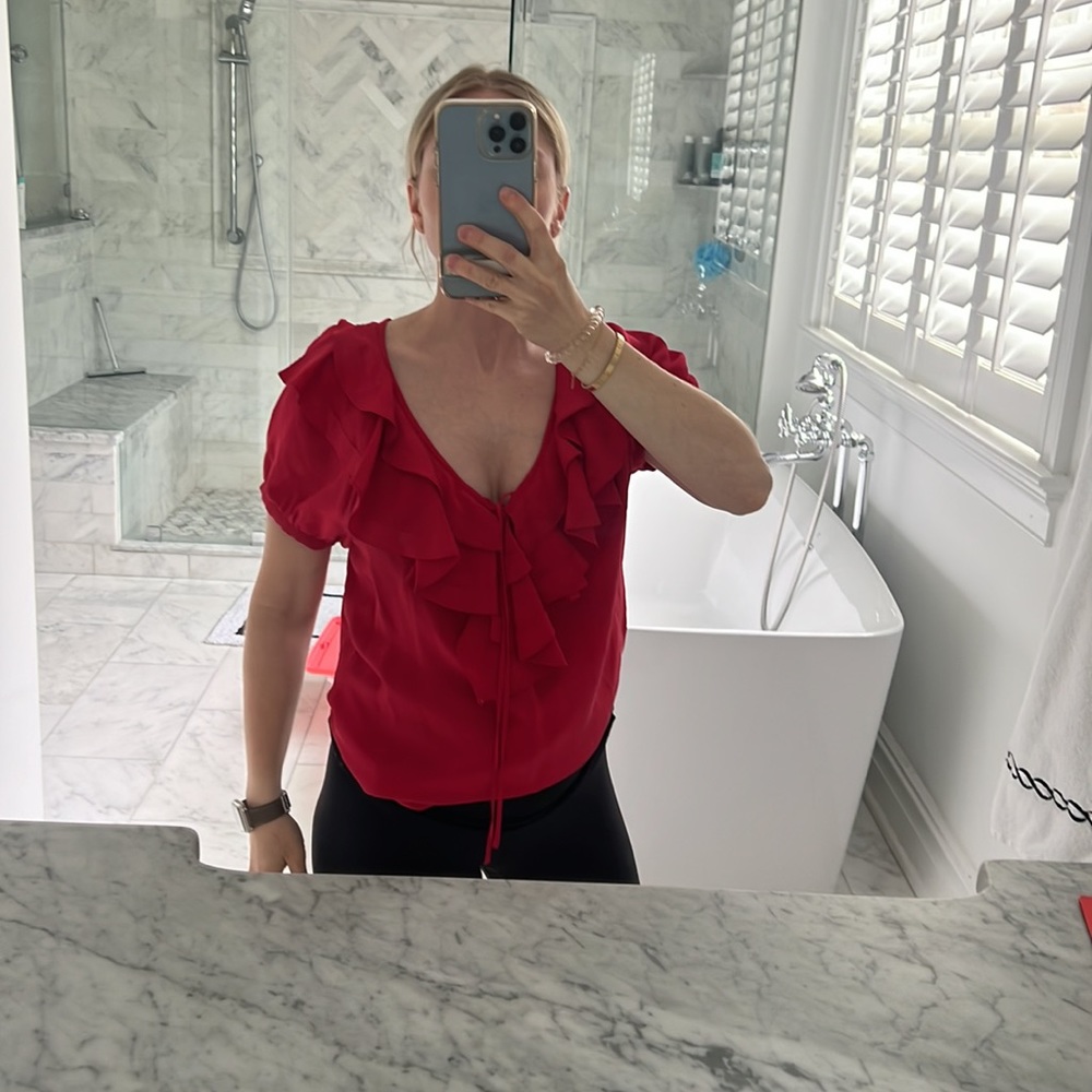 Joie S Red silk top